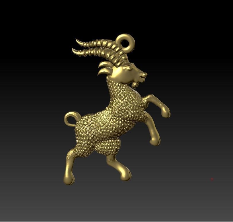 Goat silver pendant 3D print model 3D print model_6