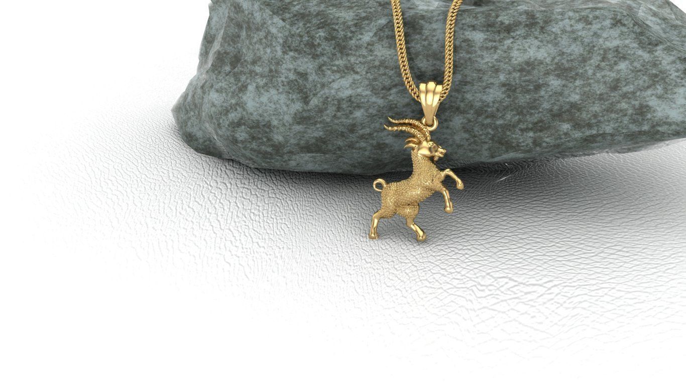 Goat silver pendant 3D print model 3D print model_3