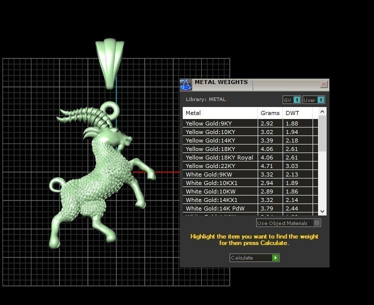 Goat silver pendant 3D print model 3D print model_7
