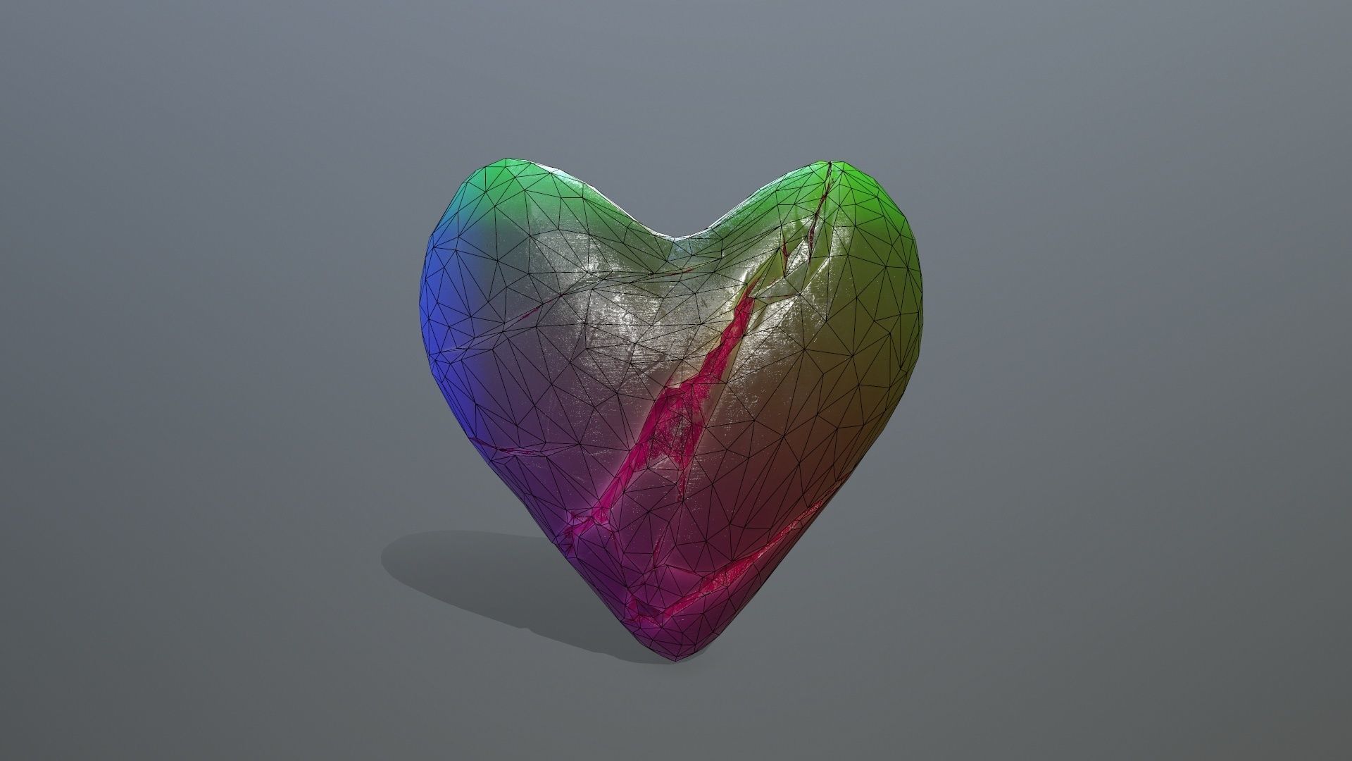Broken Heart 9 Low-poly 3D model_10