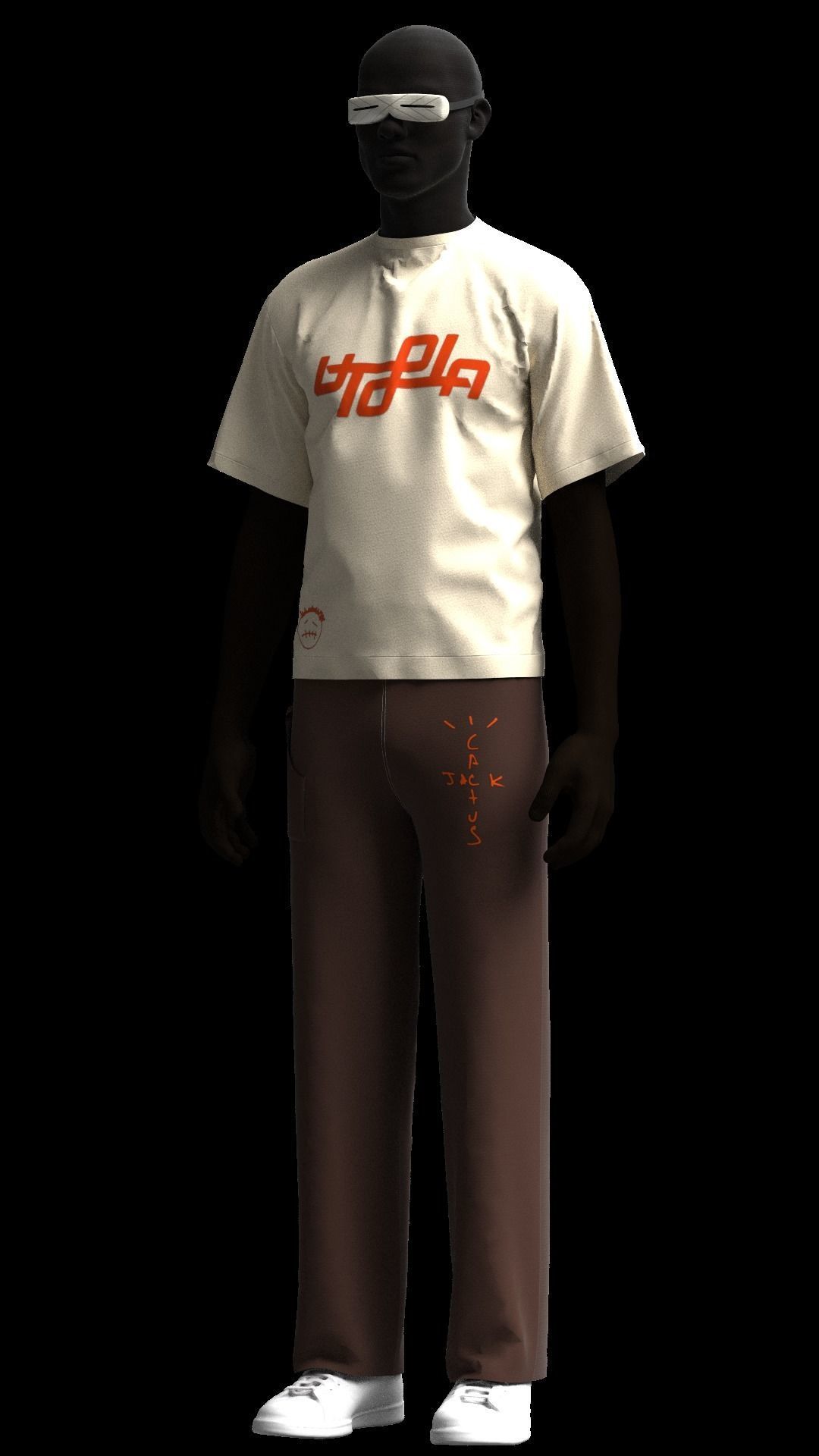 Travis scott Utopia Concept t shirt Cactus jack pants 3D model_9