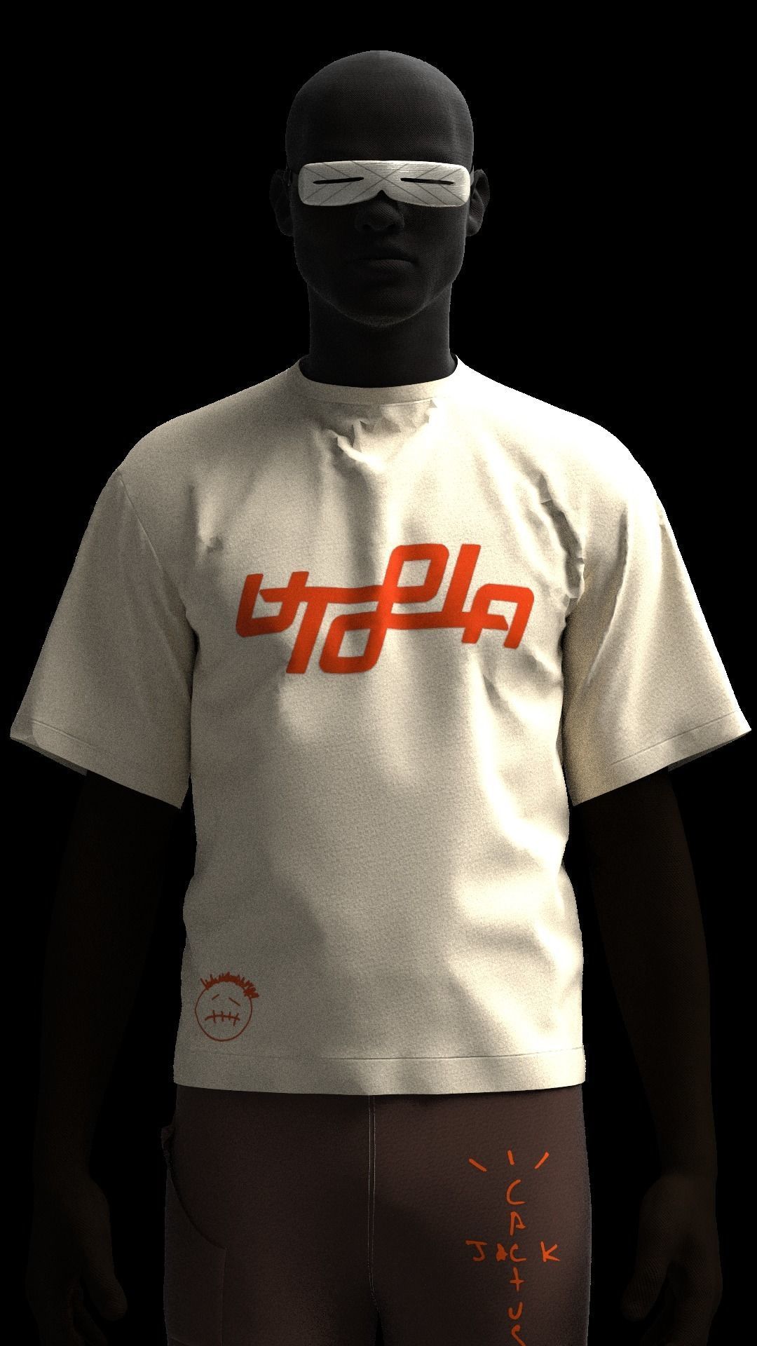 Travis scott Utopia Concept t shirt Cactus jack pants 3D model_2