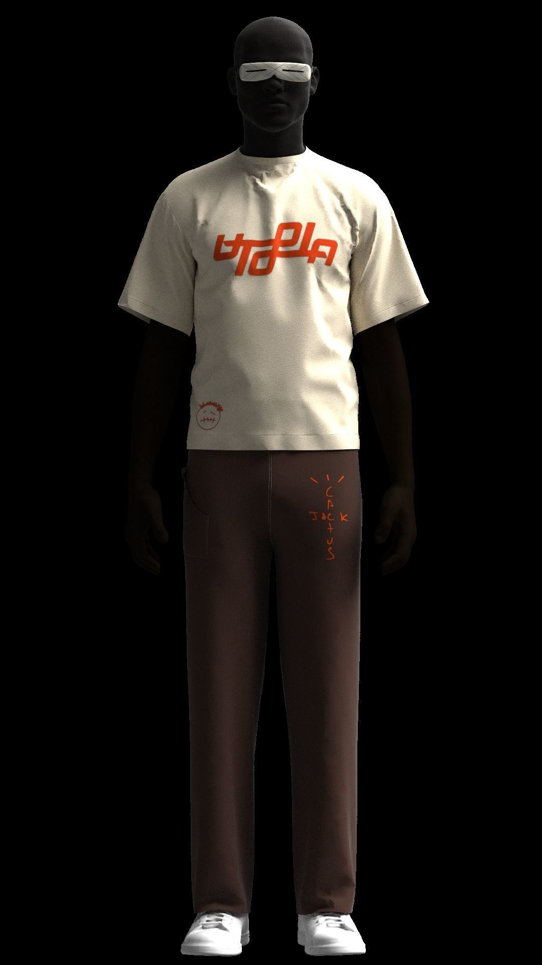 Travis scott Utopia Concept t shirt Cactus jack pants 3D model_6