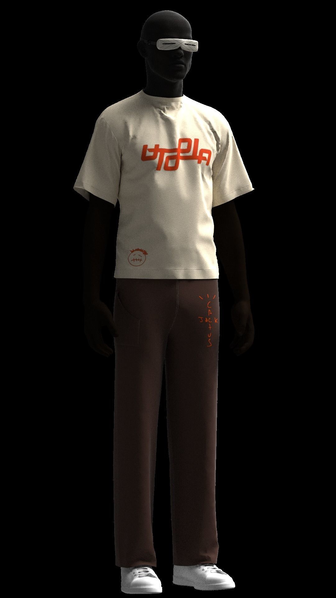 Travis scott Utopia Concept t shirt Cactus jack pants 3D model_7