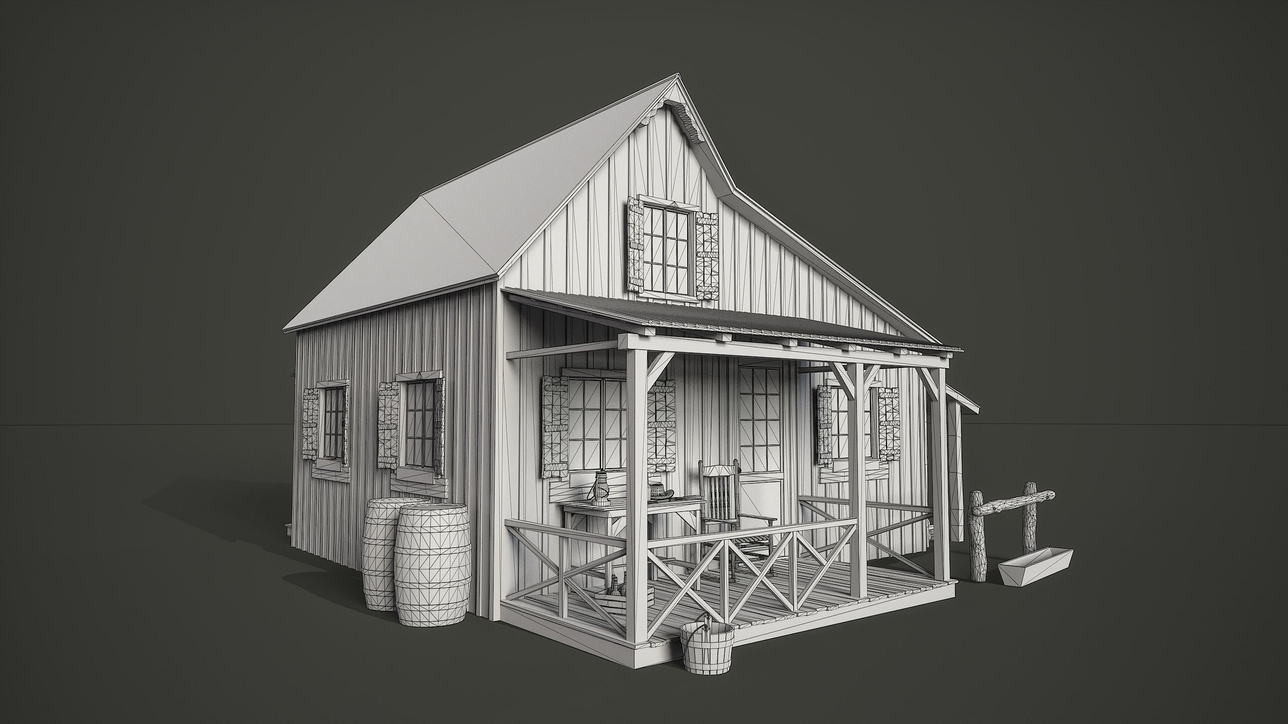 Old House Low-poly 3D model_5