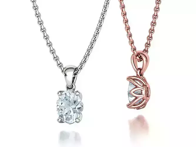 9x7 Oval Stone Pendant 3Dprint model Delicate Necklace