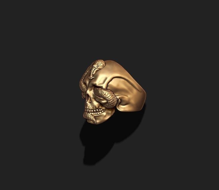skull with snake ring 3D print model_2