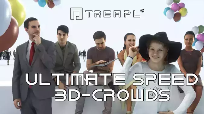ULTIMATE SPEED 3D PEOPLE - Crowds - Detailed and Background Low-poly 3D model