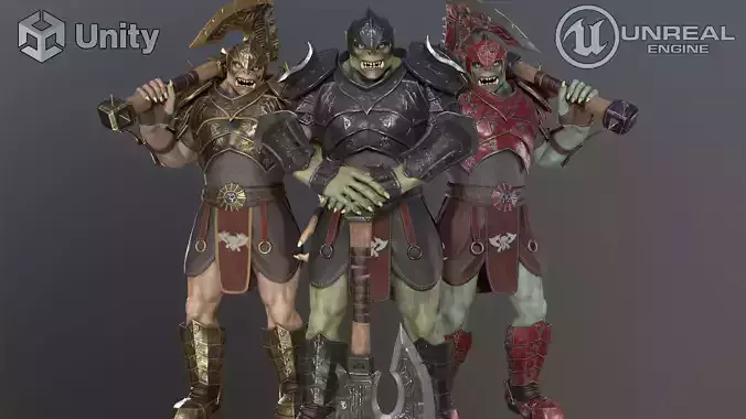 Orc heavy warrior Low-poly 3D model