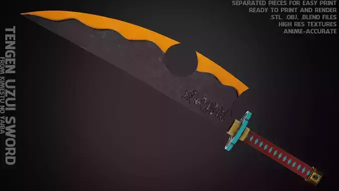 Tengen Uzui Dual Nichirin Cleavers for Cosplay 3D print model