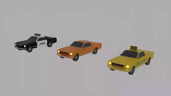 Low Poly Car Mustang Low Poly Vehicle Pack GameReady 3D Model Low-poly 3D model