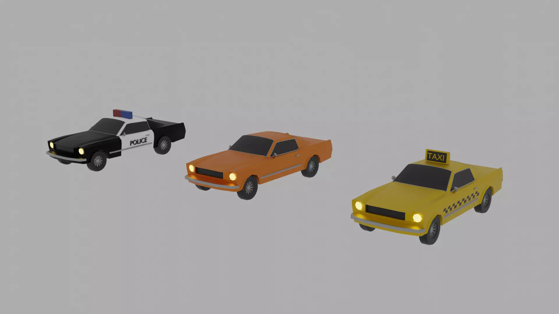 Low Poly Car Mustang Low Poly Vehicle Pack GameReady 3D Model Low-poly 3D model_0