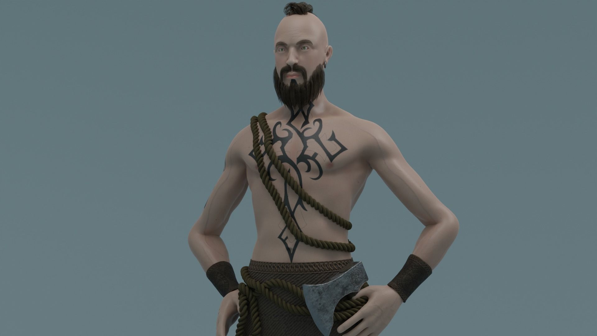 Viking Low-poly 3D model_3