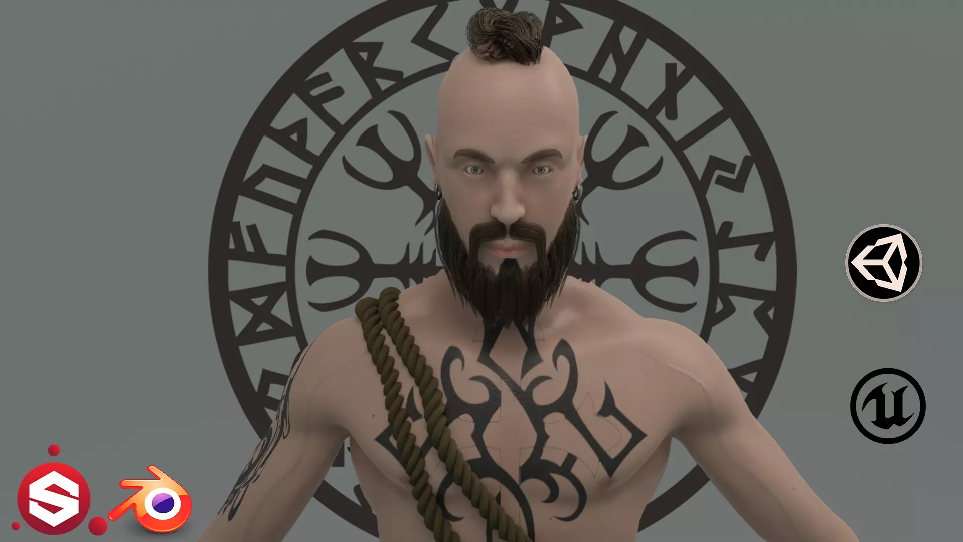 Viking Low-poly 3D model_0