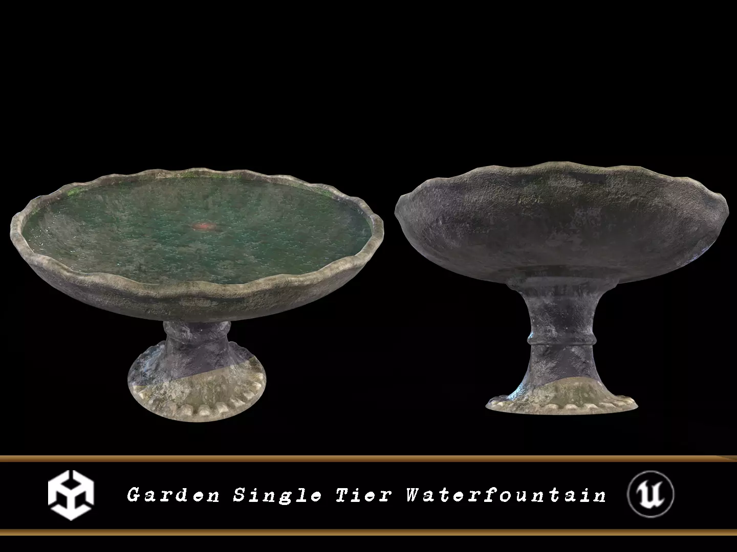 Garden Single Tier Waterfountain Low-poly 3D model