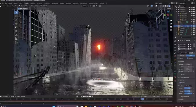 destroyed city-realistic 3D model