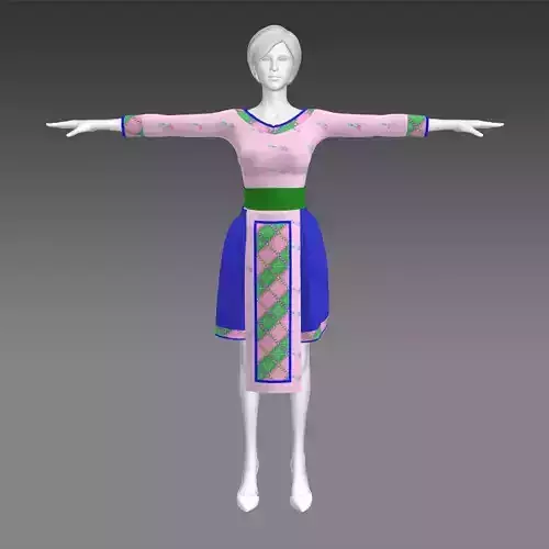 Hmong off shoulder with skirt dress outfit