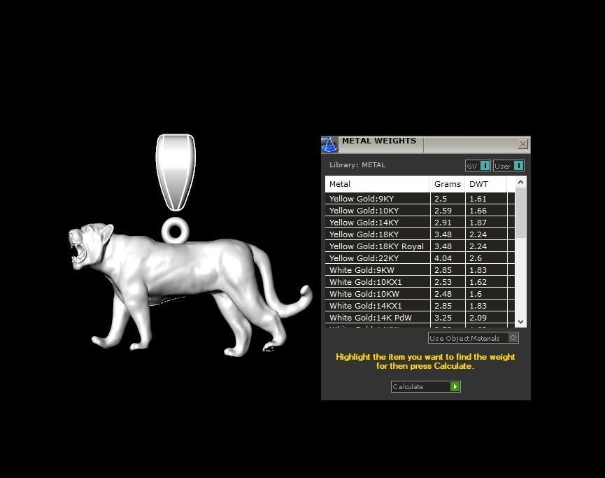 Gold Tiger  Pendant 3D print model 3D print model_7