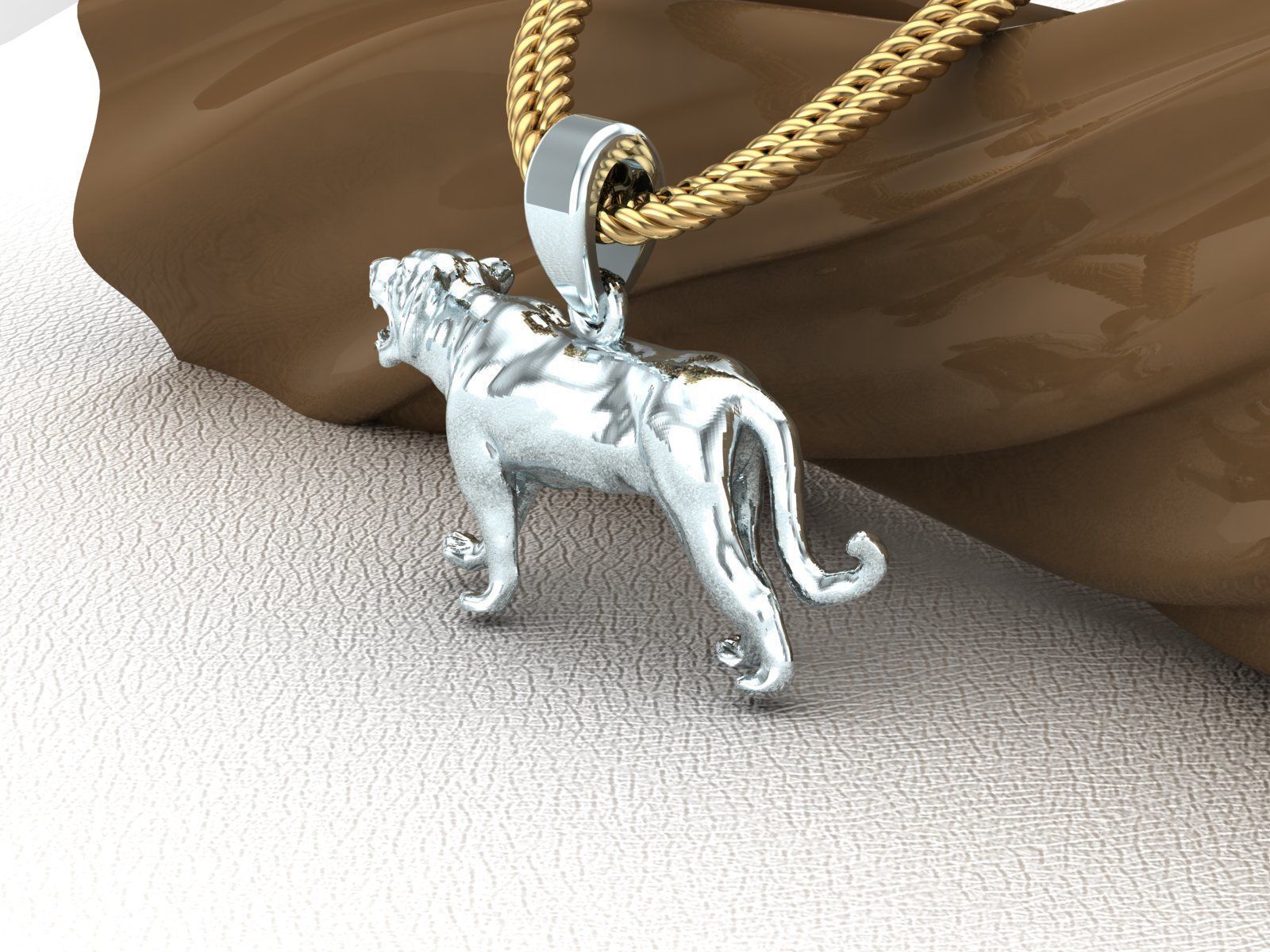 Gold Tiger  Pendant 3D print model 3D print model_5