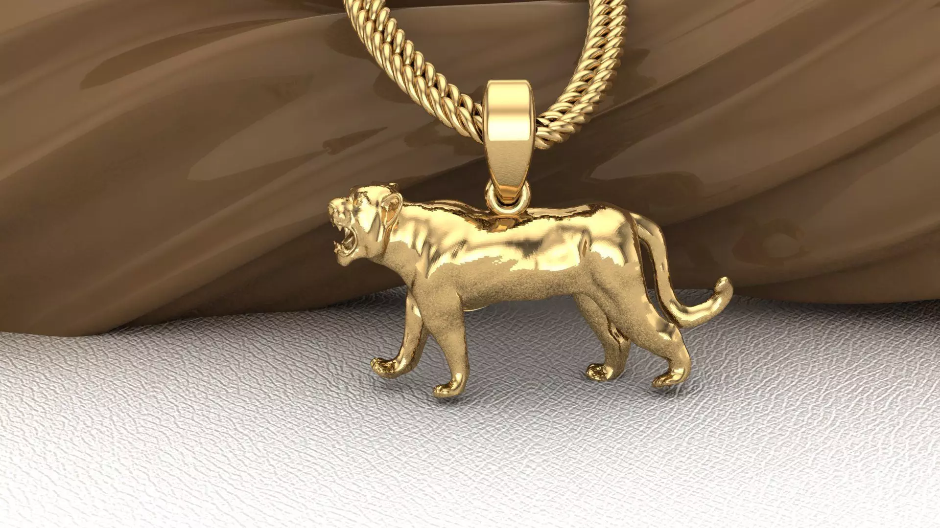 Gold Tiger  Pendant 3D print model 3D print model_0