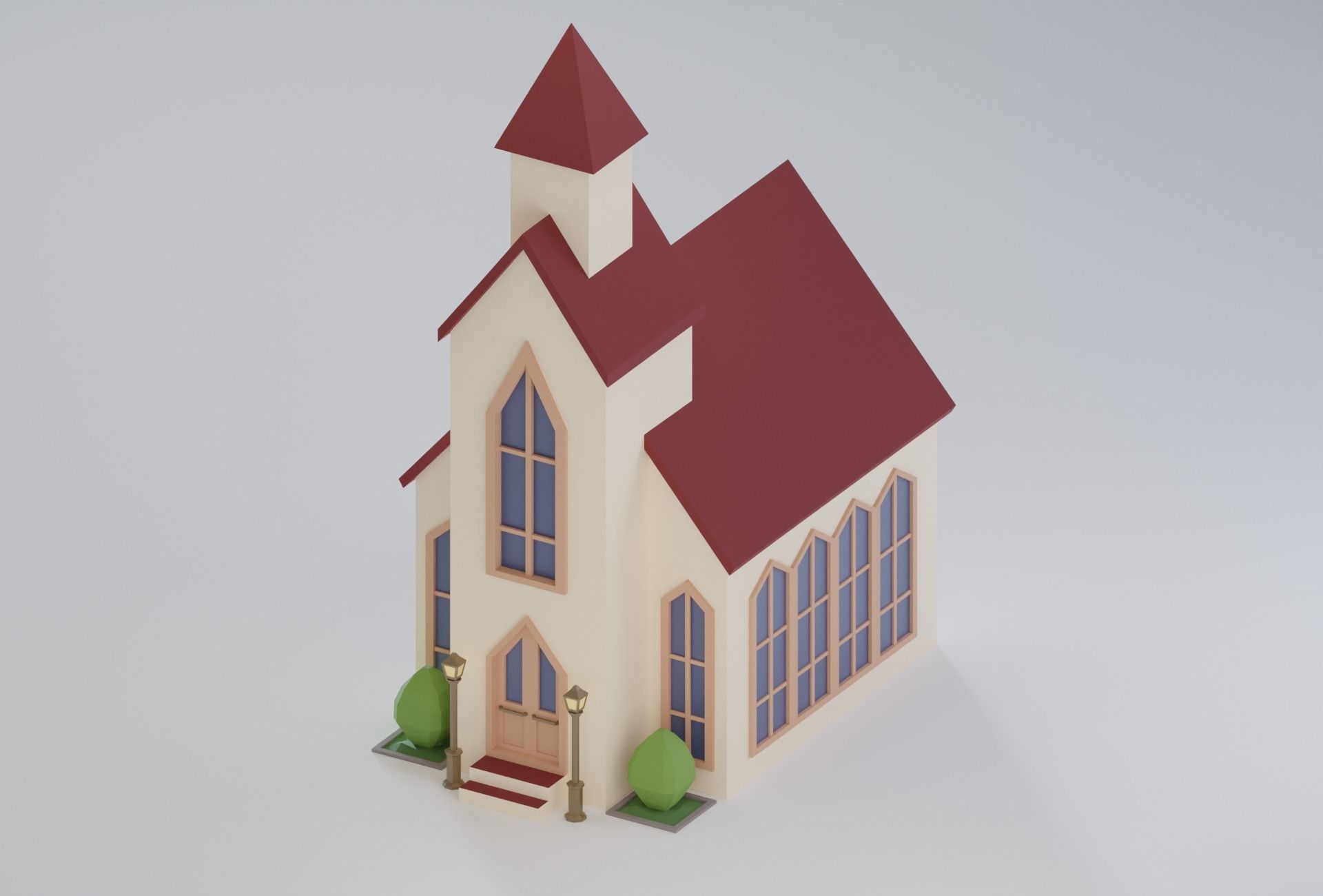 10 Low Poly Buildings Set Low-poly 3D model_10