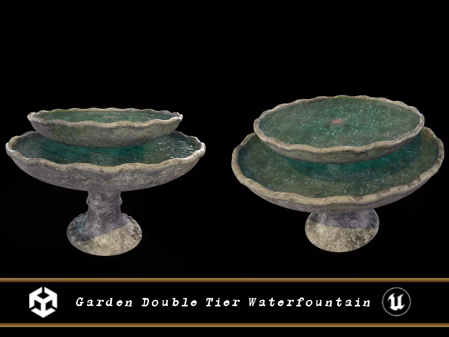 Garden Double Tier Waterfountain Low-poly 3D model