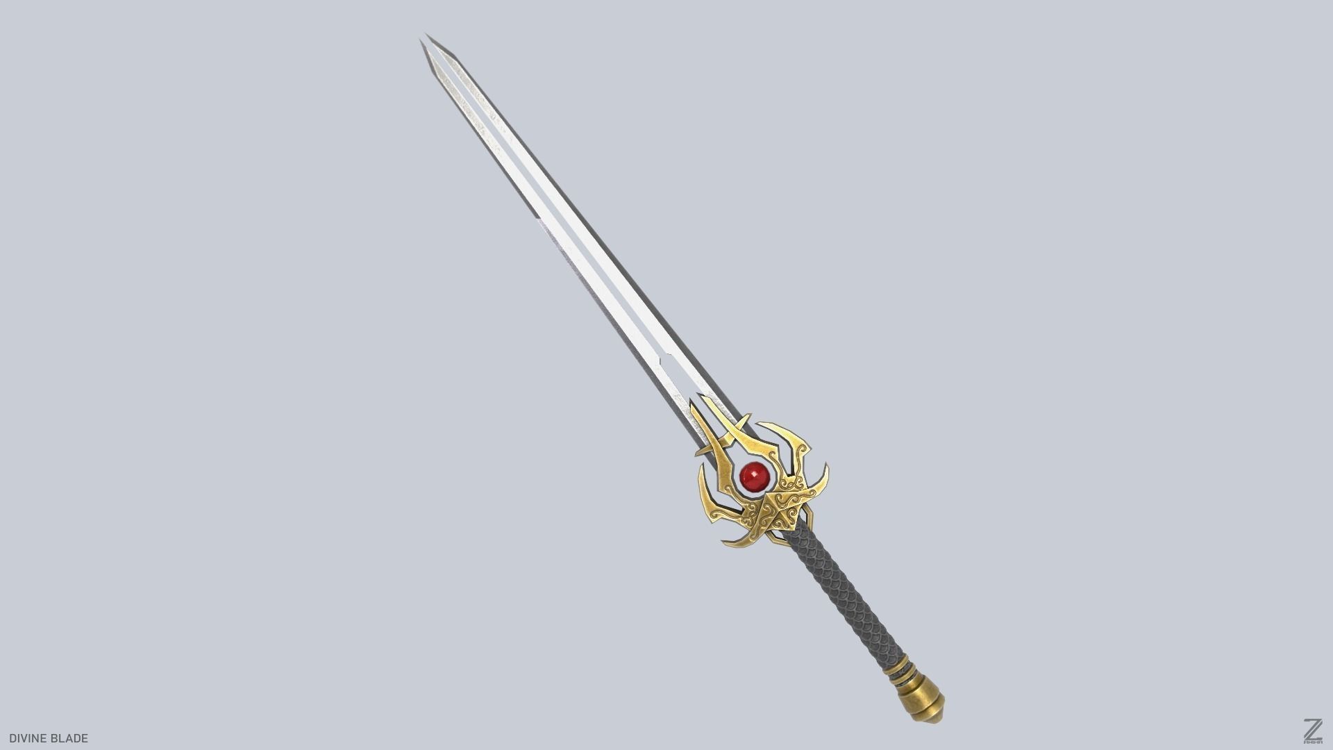 Divine blade Low-poly 3D model_1