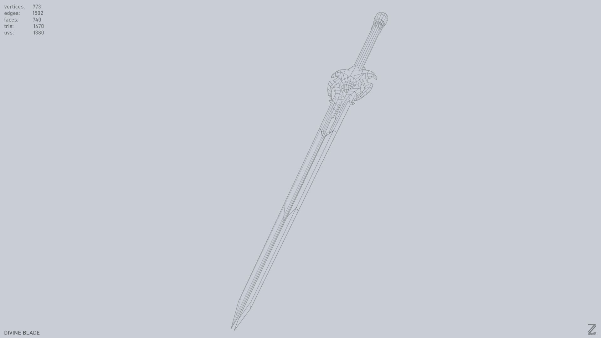 Divine blade Low-poly 3D model_12