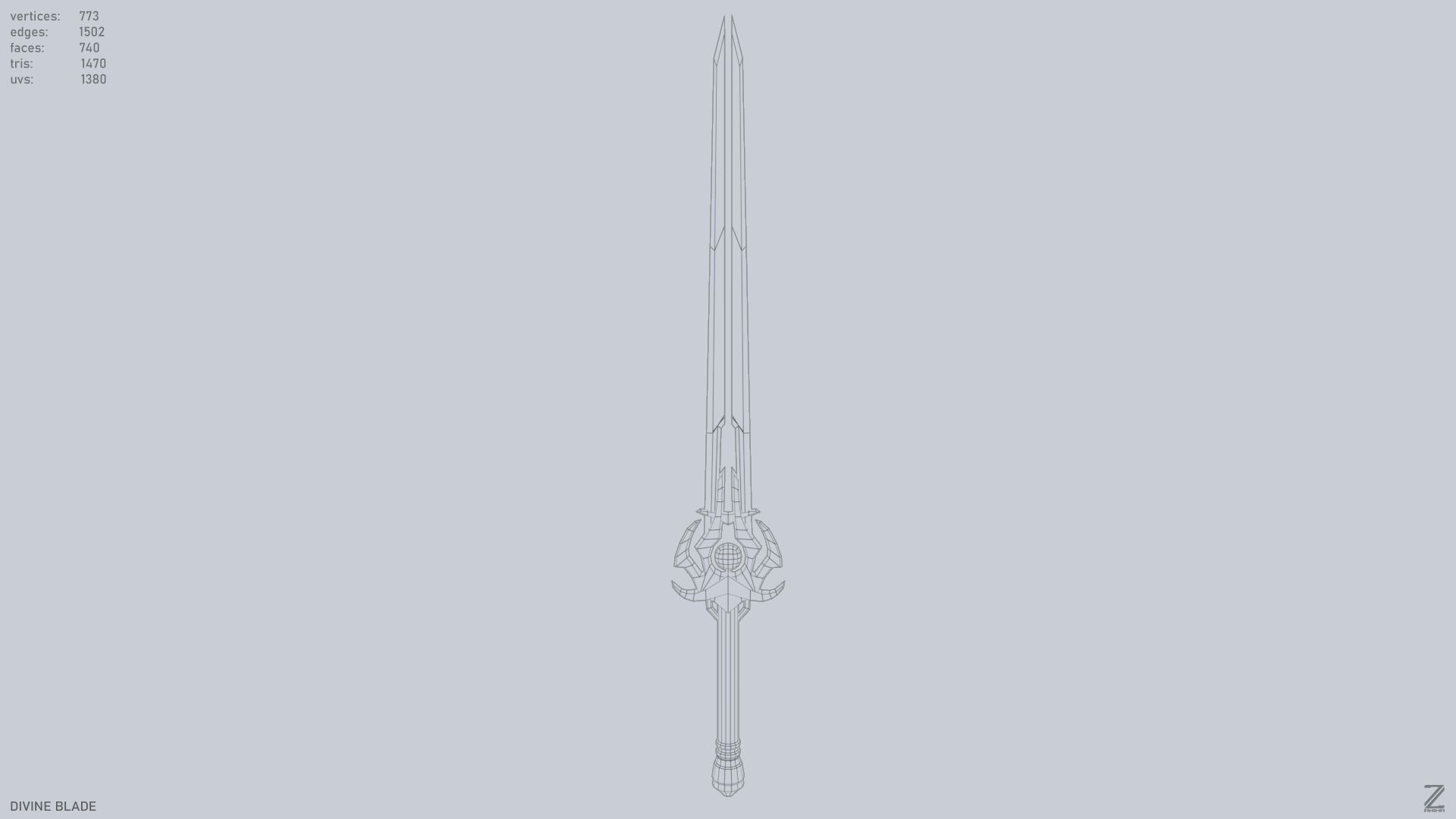 Divine blade Low-poly 3D model_9