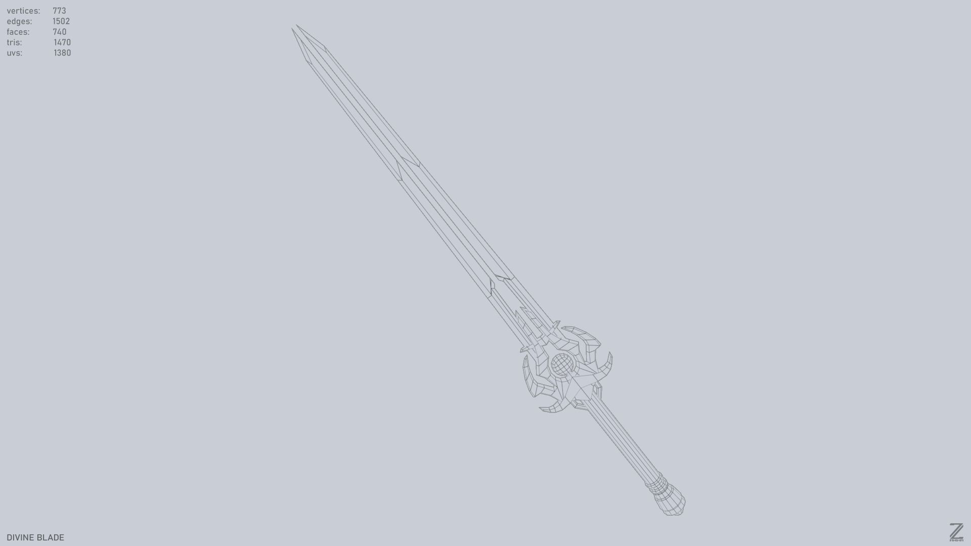 Divine blade Low-poly 3D model_10