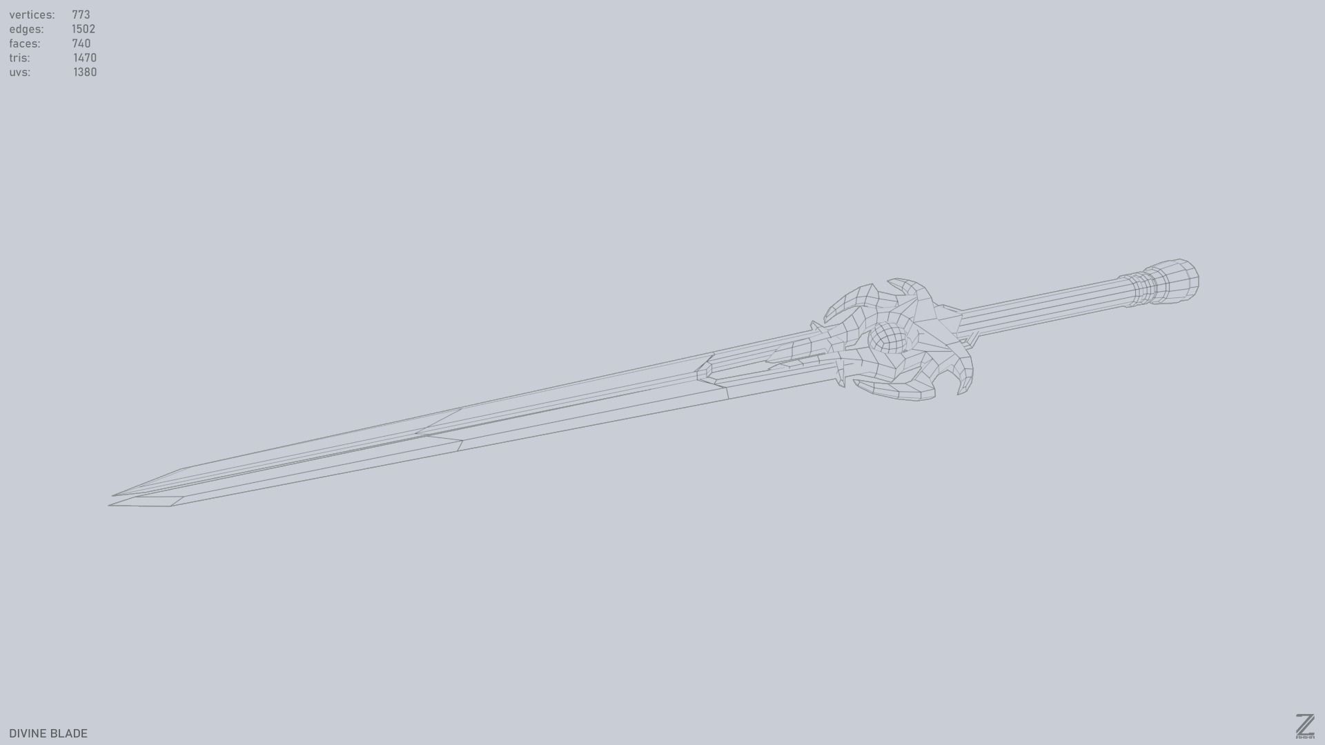Divine blade Low-poly 3D model_13