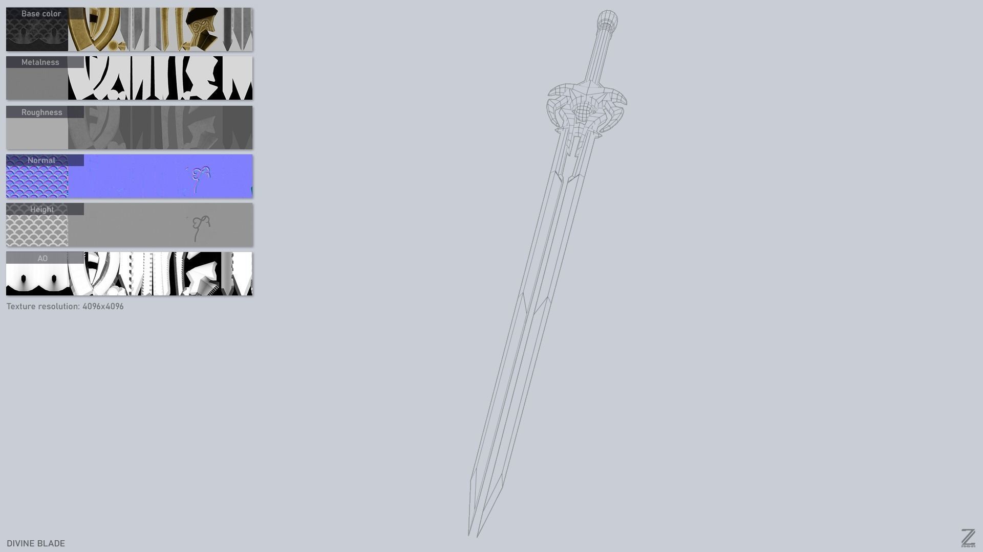 Divine blade Low-poly 3D model_2