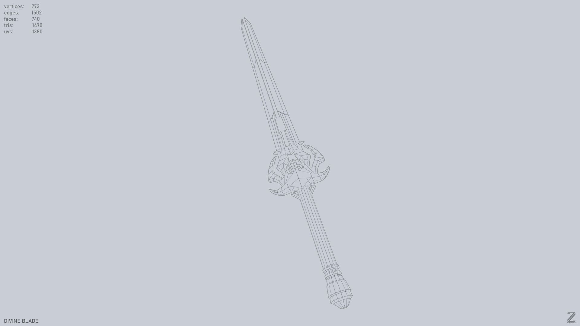 Divine blade Low-poly 3D model_11