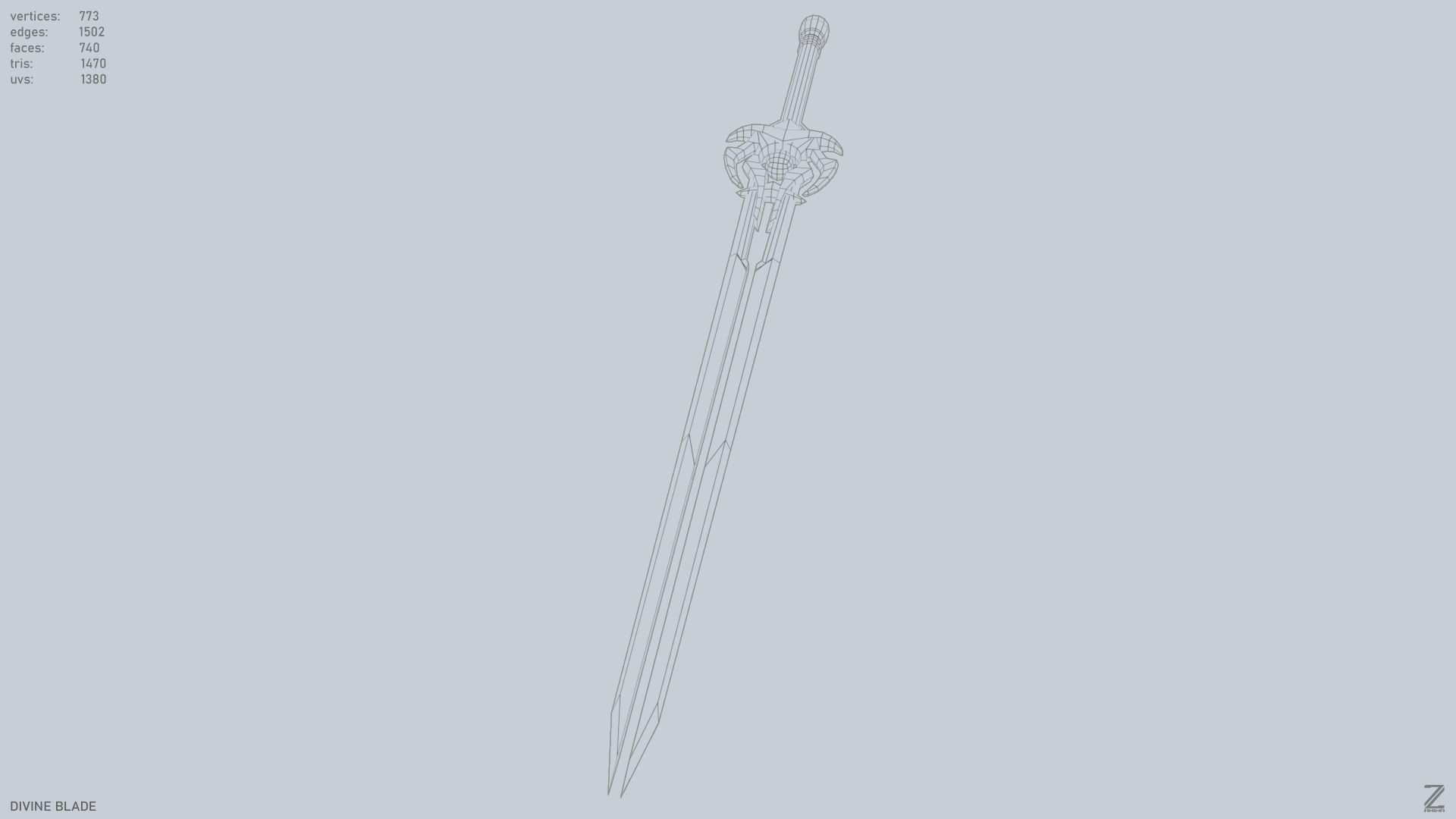 Divine blade Low-poly 3D model_15