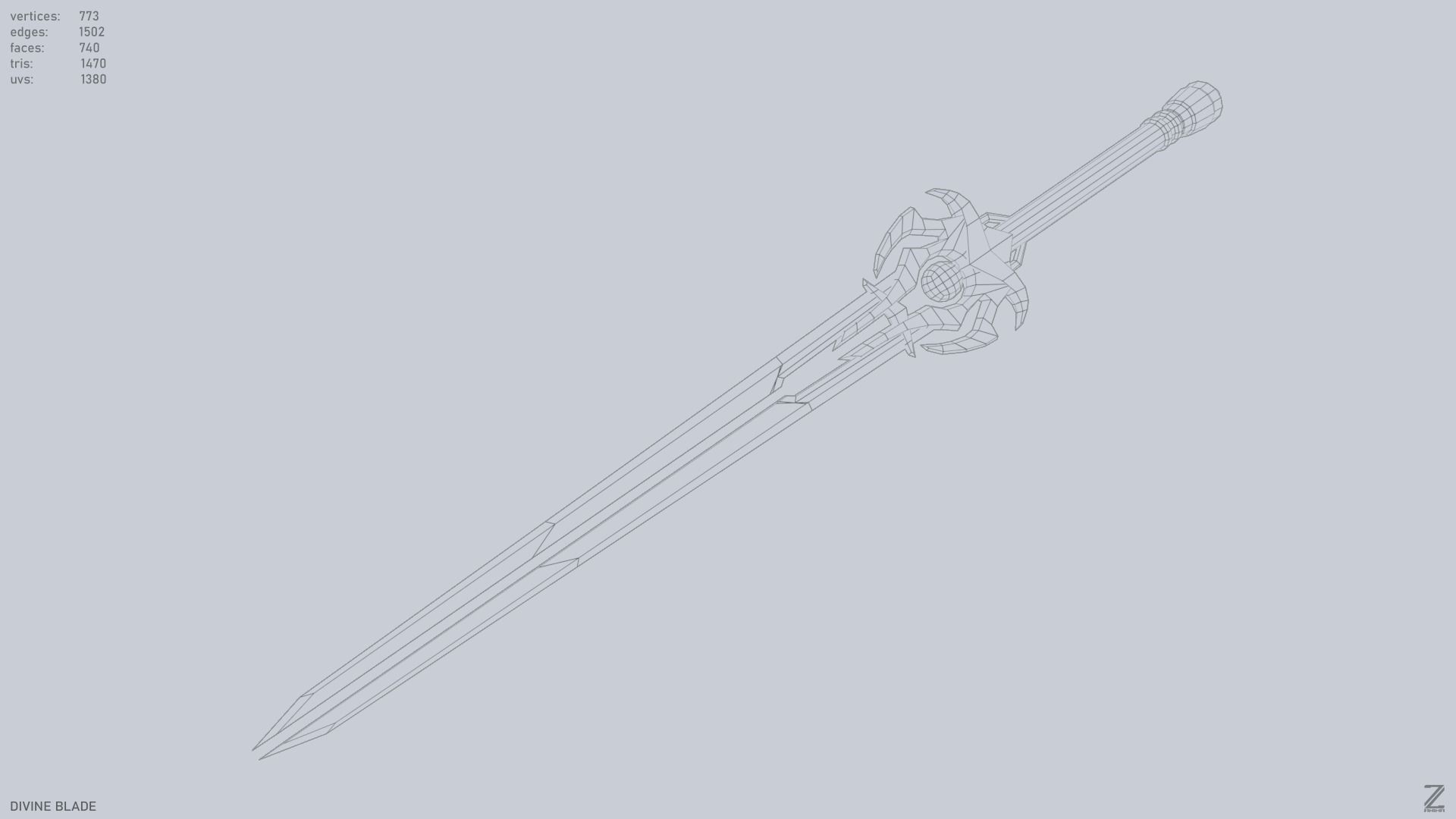 Divine blade Low-poly 3D model_14