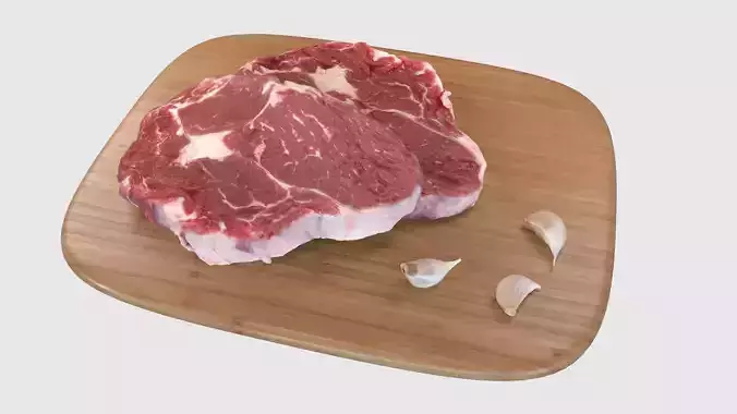 Beef Pork Food Garlic Cutting Board Scan Model