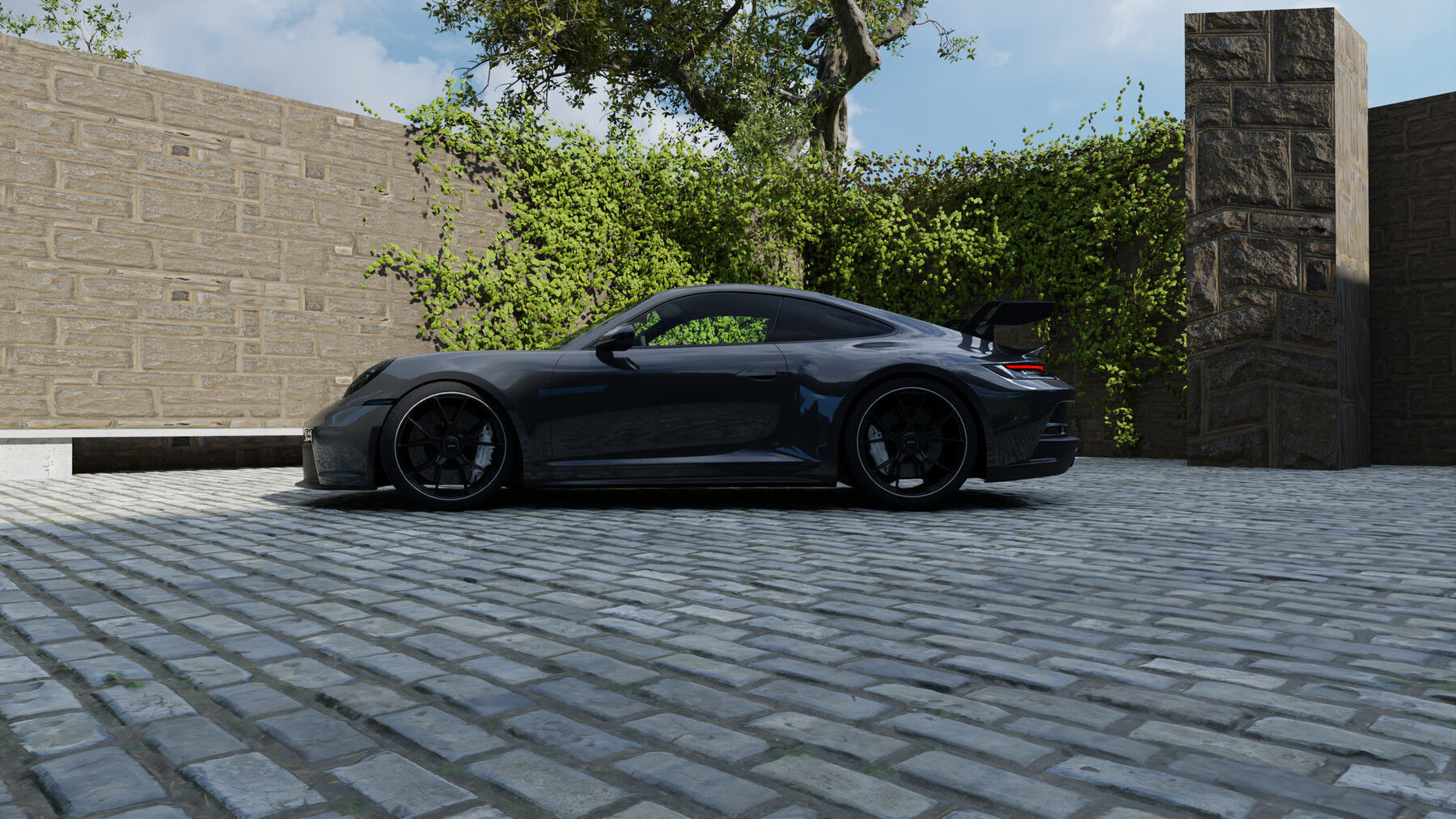 Automotive Render Scene 3D Blender File Textured  3D model_8