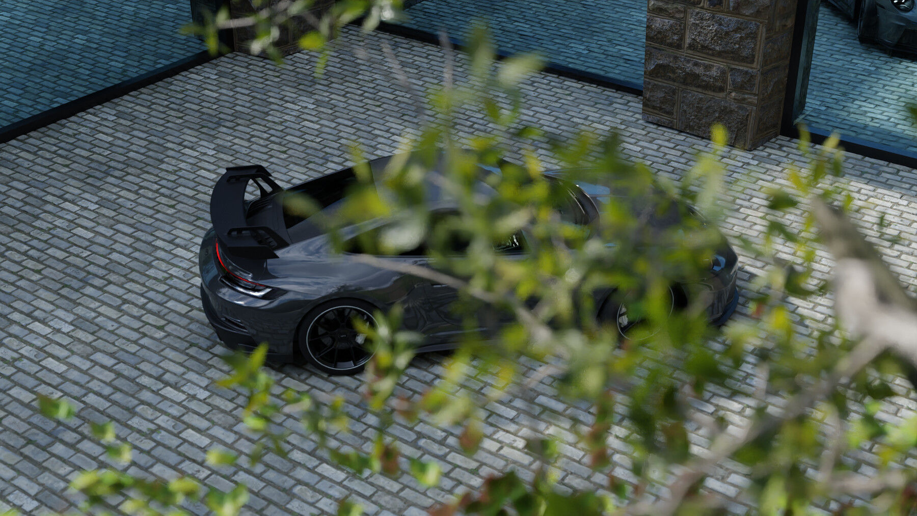 Automotive Render Scene 3D Blender File Textured  3D model_4