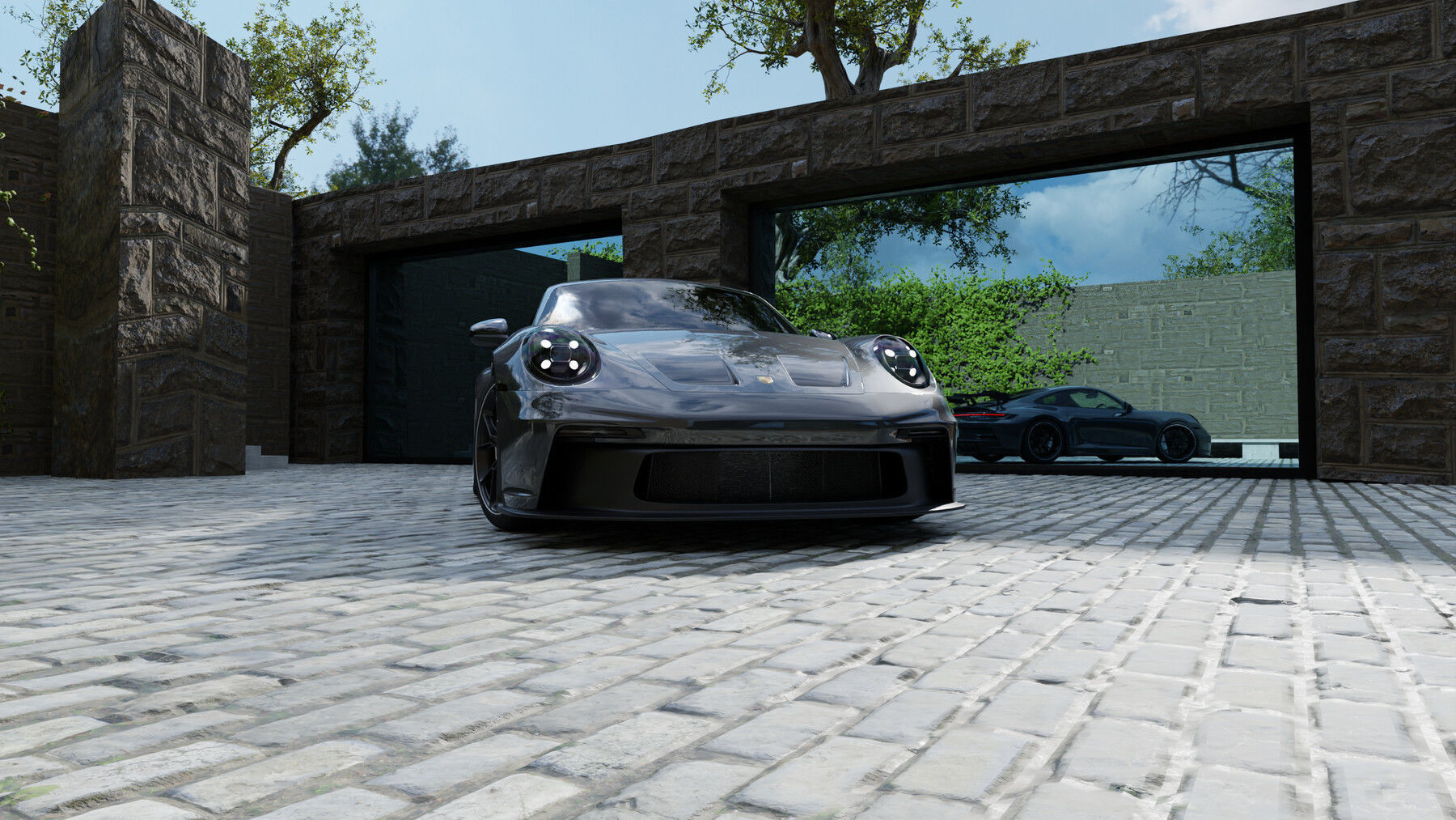 Automotive Render Scene 3D Blender File Textured  3D model_3