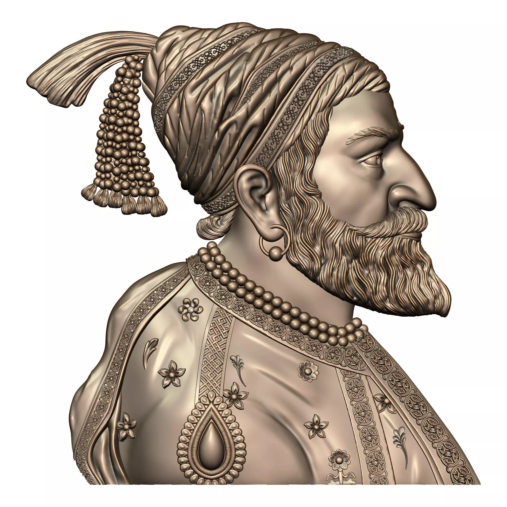 Shivaji Maharaj- Bass-Relief CNC 3D model_0