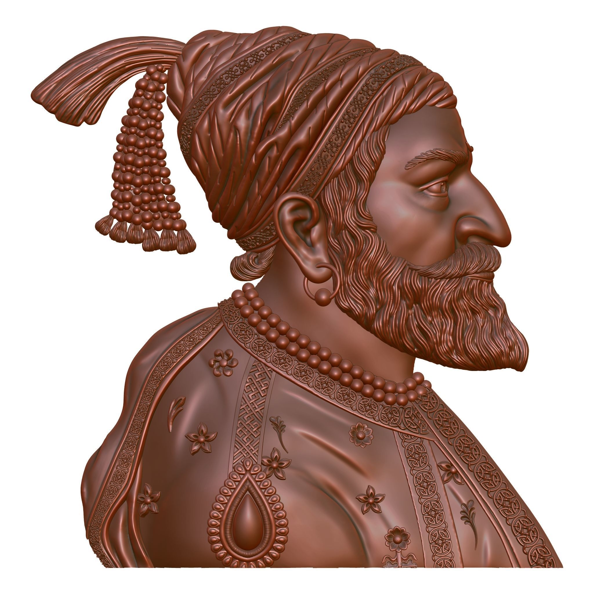 Shivaji Maharaj- Bass-Relief CNC 3D model_4
