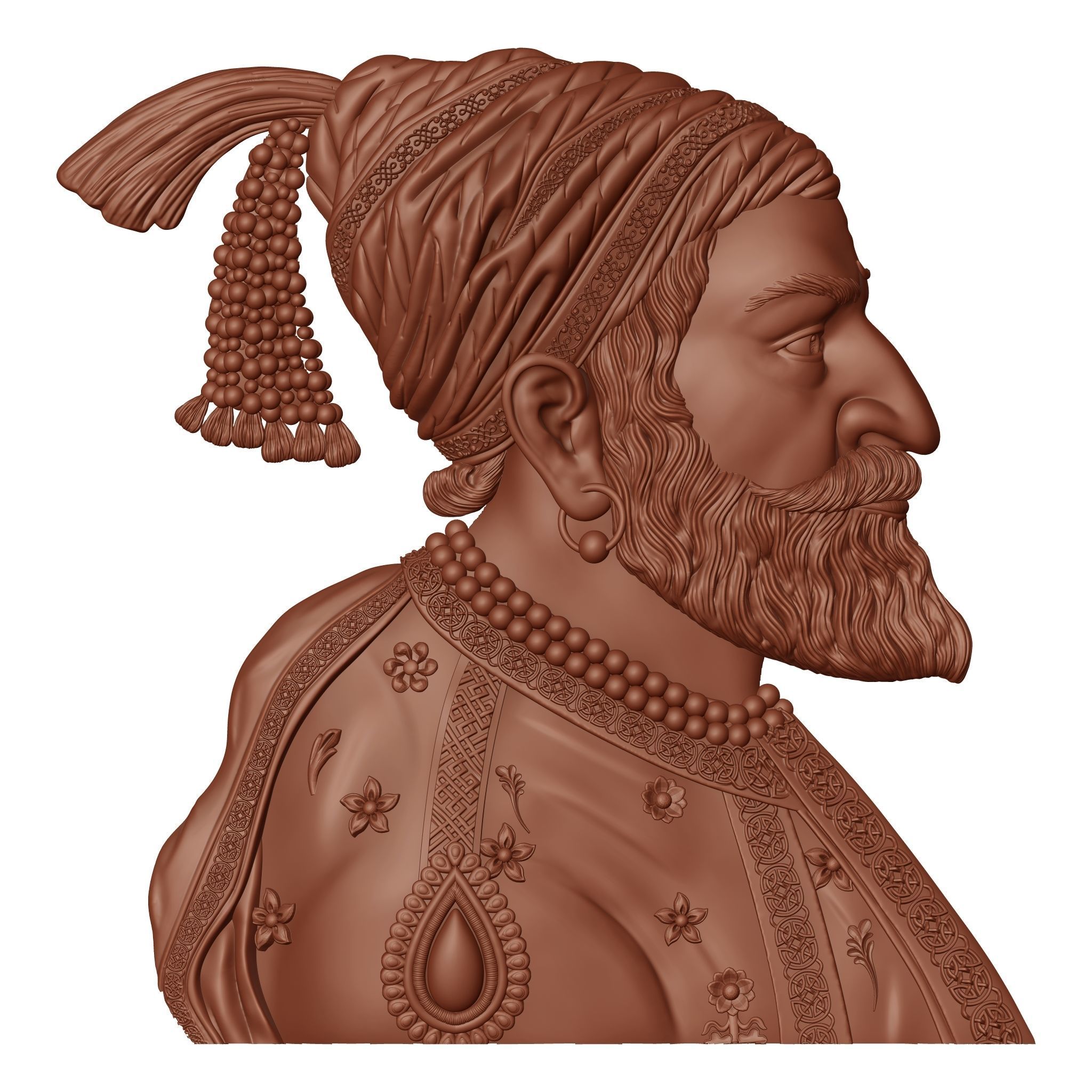 Shivaji Maharaj- Bass-Relief CNC 3D model_3