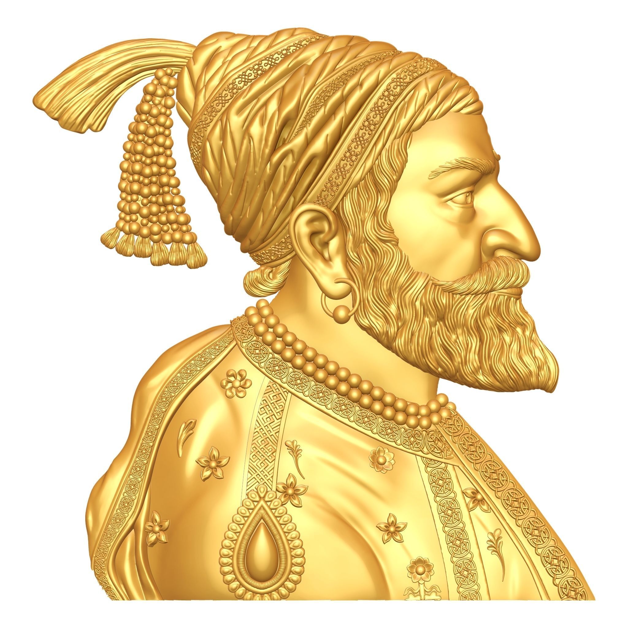 Shivaji Maharaj- Bass-Relief CNC 3D model_2