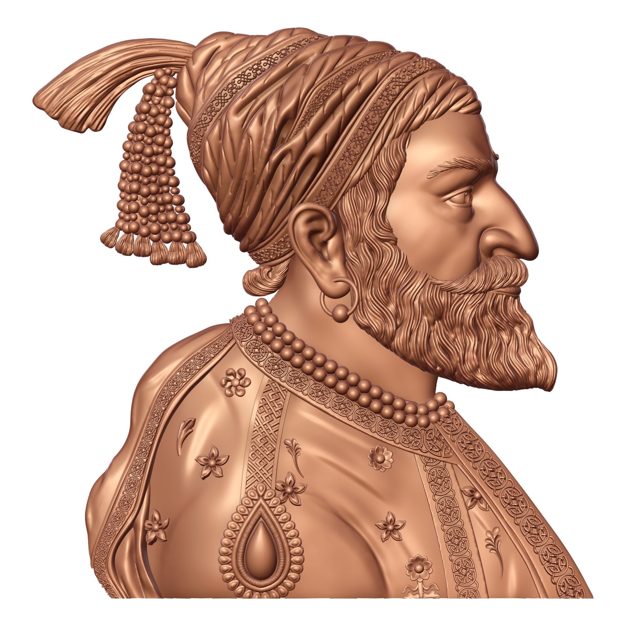 Shivaji Maharaj- Bass-Relief CNC 3D model_1