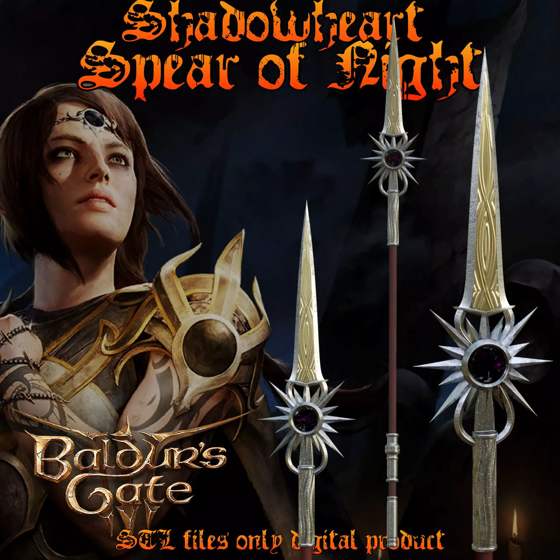Spear of Night or Evening Baldurs Gate 3 3D print model_0