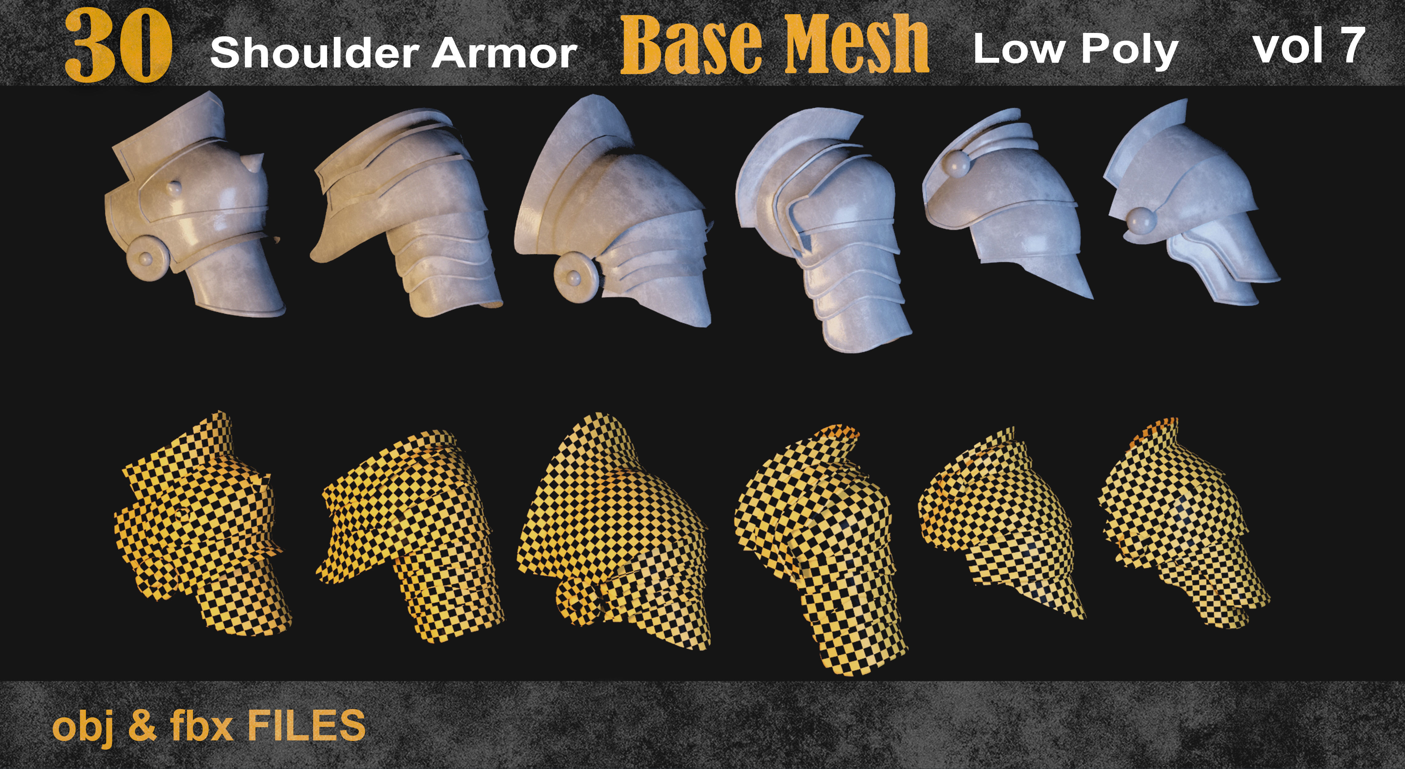 30 Shoulder Armor Base Mesh vol 7 Low-poly 3D model_2