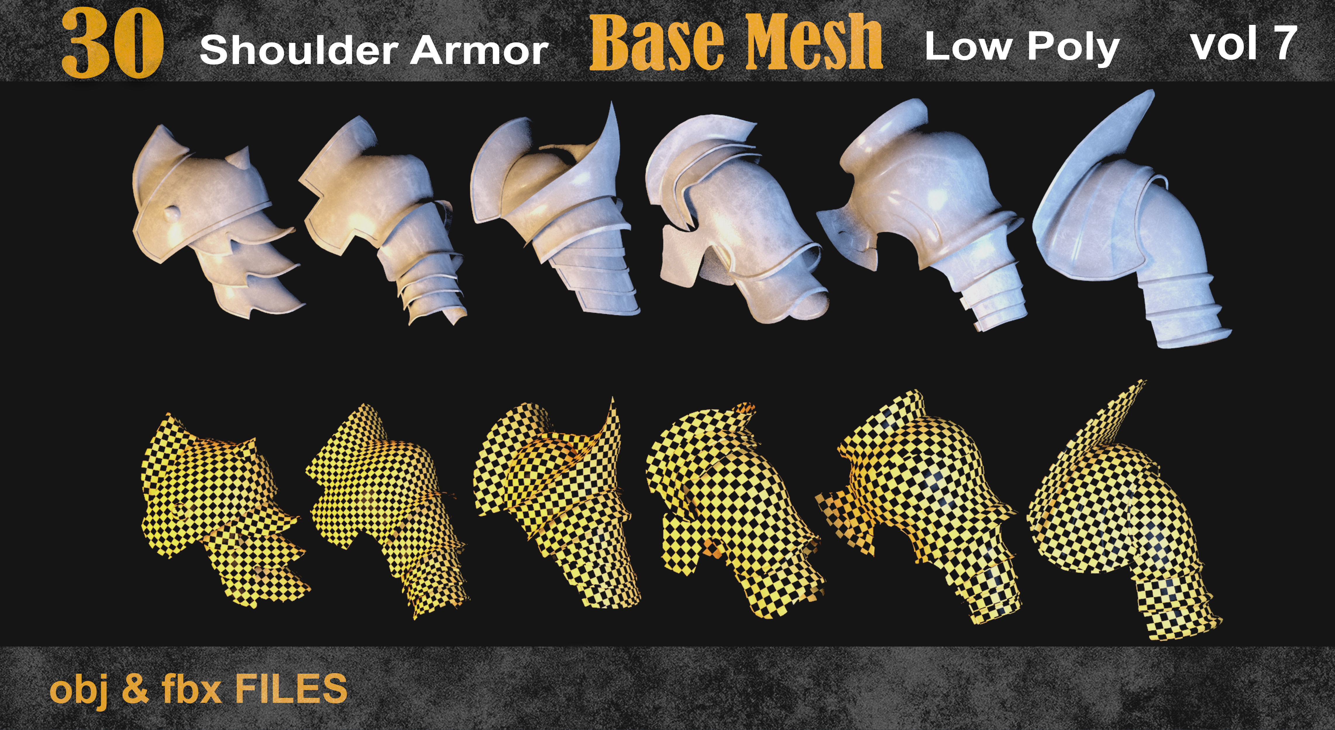 30 Shoulder Armor Base Mesh vol 7 Low-poly 3D model_4