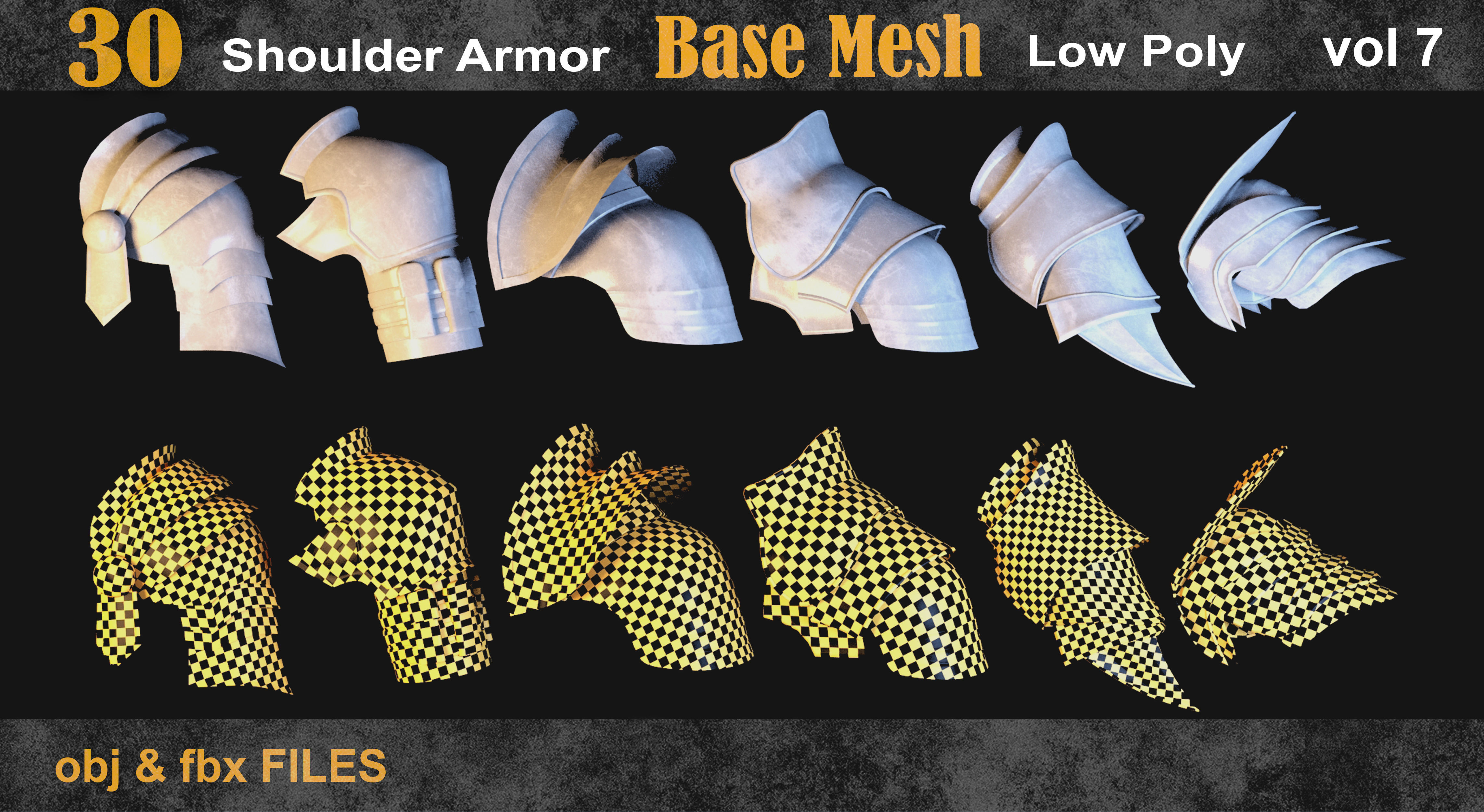 30 Shoulder Armor Base Mesh vol 7 Low-poly 3D model_5