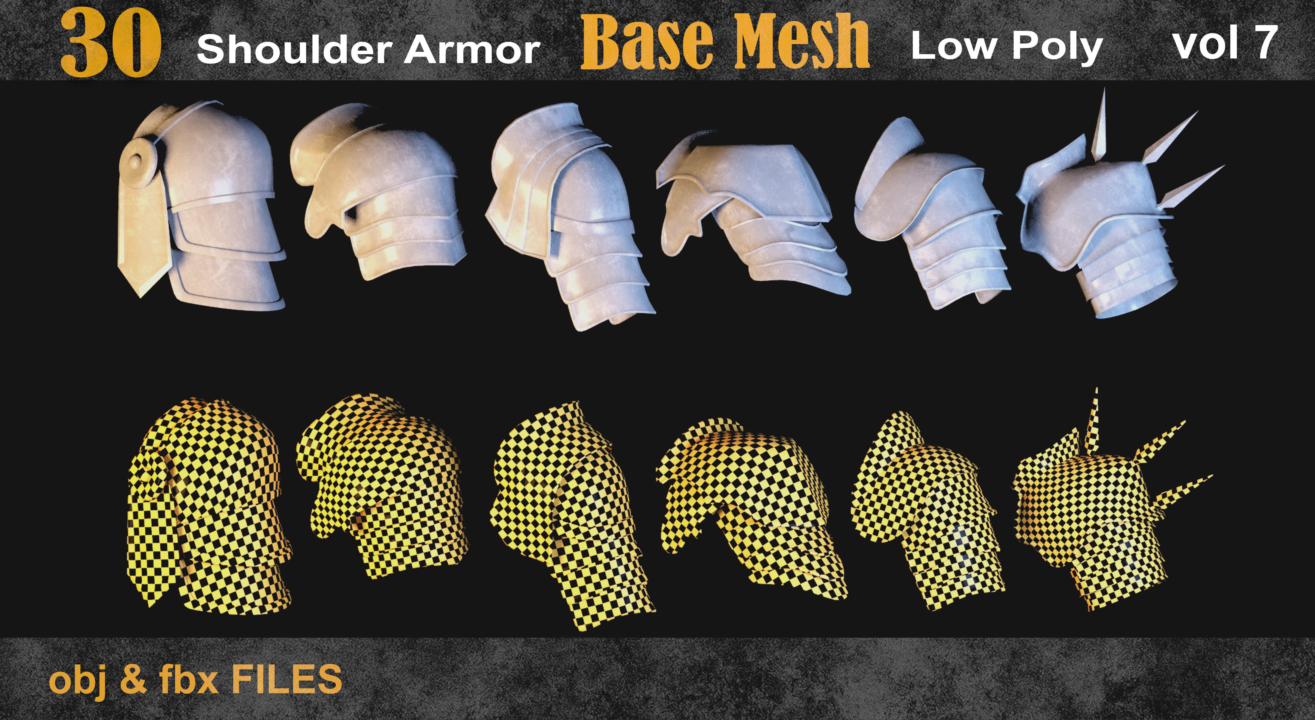 30 Shoulder Armor Base Mesh vol 7 Low-poly 3D model_3