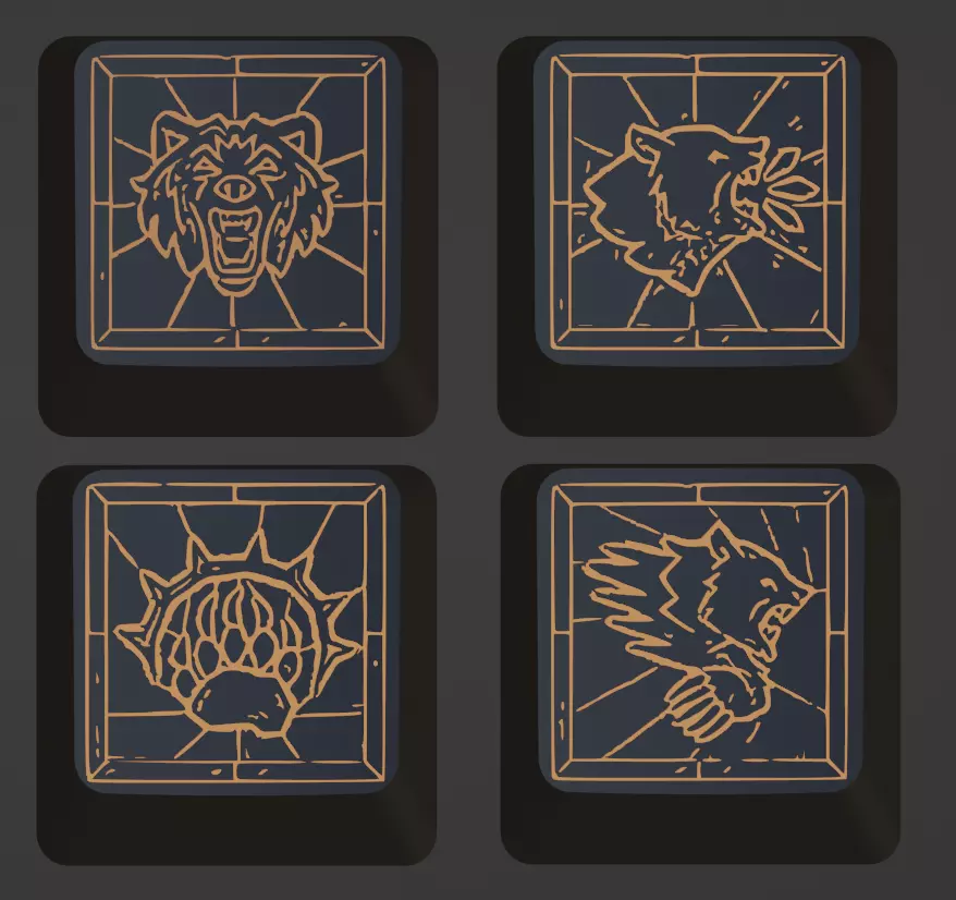 16x Diablo 4 Druid Keycaps 3D STL File Mechanical Keyboard 3D print model_0